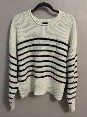 GAP striped Crewneck open knit oversized sweater
